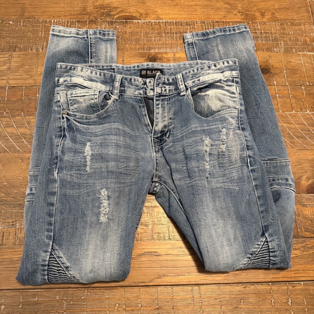 CJ Black Premium Women’s Distressed Blue Denim Jeans Skinny Flex 28/30 Stained